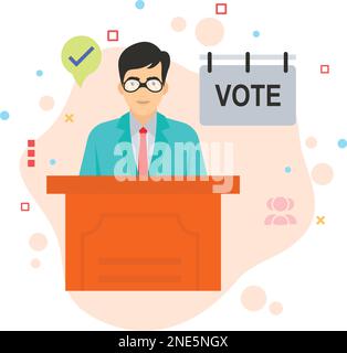 Leadership election Concept, hrm symbol, Employee union and politics vector color icon design, business character stock illustration, Candidate Voting Stock Vector