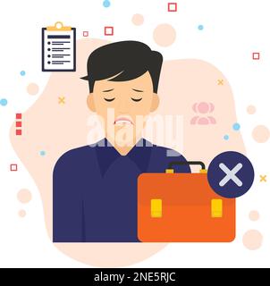 Sad Executive Dismissed Vector color Icon Design, hrm symbol, layoff Sign, Business character stock illustration, Jobless Person Concept, hr sign Stock Vector