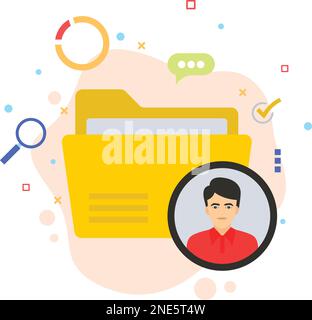 Employee Data File Vector color Icon Design, Employee Profile Folder Concept, Hrm Symbol, Avatar Folder Stock illustration, hr sign Stock Vector