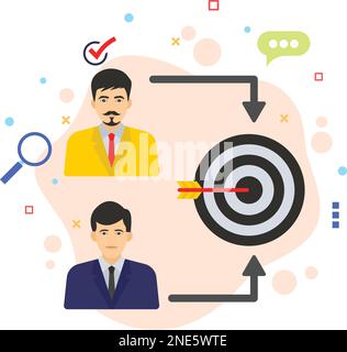 Group or Team Aim Stock illustration, Employees Target Program Concept, hrm symbol, Dartboard and bunch of people vector icon design, Collective Goal Stock Vector