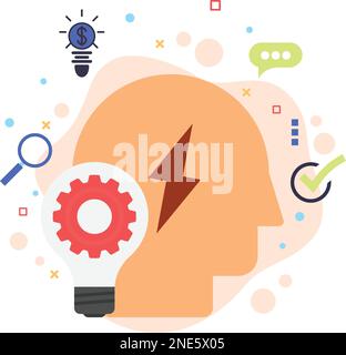 Innovative yet Genius employee Sign, Innovator concept, hrm symbol, unique idea bulb vector color icon design, hr sign stock illustration Stock Vector