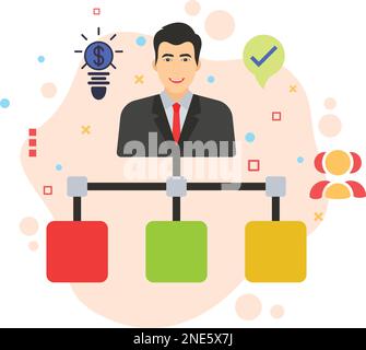 corporation flowchart stock illustration, Company hierarchy chart vector Color icon design, Operational and Technical hr sign, Organization Chart Stock Vector