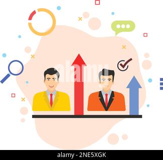 Management Level and Designations Concept, Hrm symbol, performance and Appraisal Vector color Icon design, hr sign, Business Character illustration Stock Vector