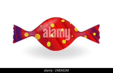 Cute Candy In Wrapper, Birthday Party Element Vector Illustration. Cake 