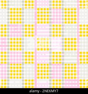 Colorful Check Pattern With Small Yellow Dots Vector Background Style. Handmade vector art. Stock Vector