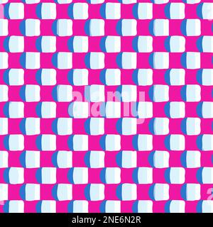 Colorful Check Pattern With Small Blue Dots Vector Background Style. Handmade vector art. Stock Vector