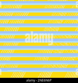 Blue Yellow Pattern With Diagonal Lines And Small Breakouts Vector Background Style. Handmade vector art. Stock Vector
