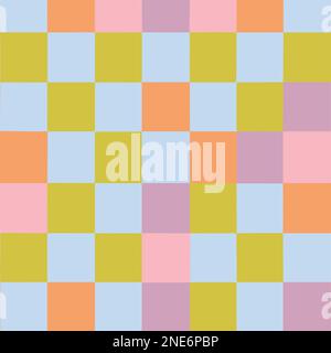 Colorful Blue Orange Check Pattern Vector Background Style. Handmade vector art. Stock Vector