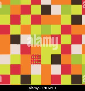 Colorful Yellow And Reds Check Pattern Background Style. Handmade vector art. Stock Vector