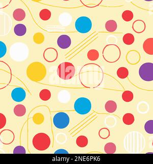 Colorful Pattern With Circles And Lines And Small Breakouts Vector Background Style. Handmade vector art. Stock Vector