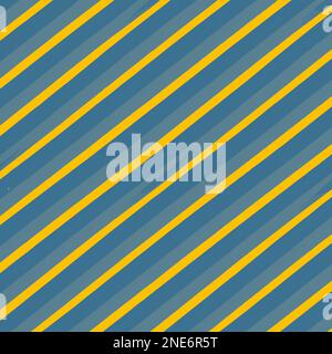 Blue Yellow Pattern With Diagonal Lines And Small Breakouts Vector Background Style. Handmade vector art. Stock Vector