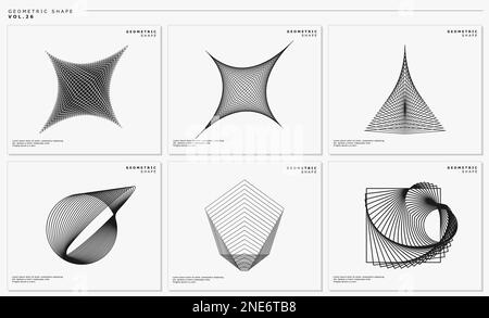 Line blend abstract design template set. Modern dynamic lines logo graphic. Stock Vector