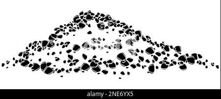 Black silhouette of heap of soil or stones isolated on white background. Vector design element. Stock Photo