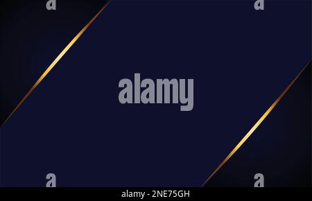 Golden lines luxury on dark blue  background. elegant realistic paper cut style 3d. Vector illustration about precious and beautiful feeling. Stock Vector