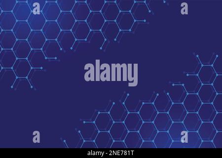 Geometric abstract background with hexagons. Structure molecule and communication. Science, technology and medical concept. Vector illustration Stock Vector
