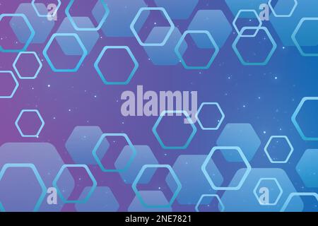 Abstract blue geometric and hexagons shiny. Science or technology concept background Template brochure design Stock Vector