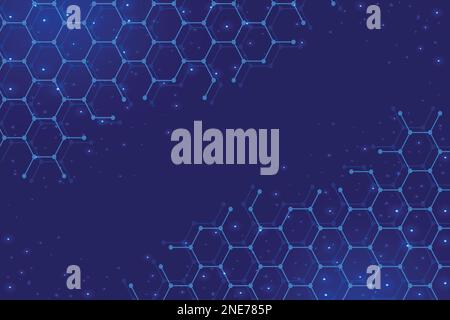 Geometric abstract background with hexagons. Structure molecule and communication. Science, technology and medical concept. Vector illustration Stock Vector