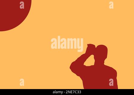 silhouette of a man looking at the sun Stock Vector