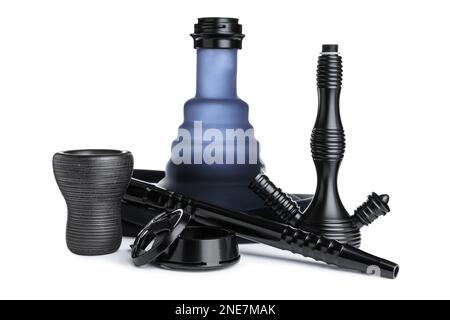 Parts of modern hookah on white background Stock Photo