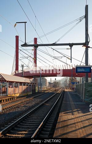 Europe, Luxembourg, Mersch Railway Station in Winter Stock Photo