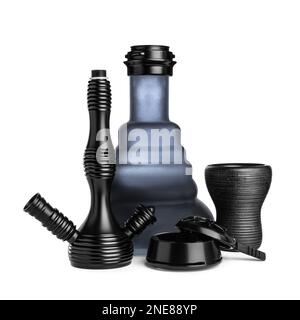 Parts of modern hookah on white background Stock Photo