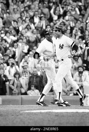 Hall of Fame outfielder Dave Winfield, left, presents New York Yankees  shortstop Derek Jeter with a gift from the old Yankee Stadium as Jeter was  honored for breaking Lou Gehrig's Yankee record