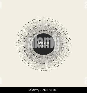 Irregular lines, explosion, digital frame, logo technology. Round design element Stock Vector