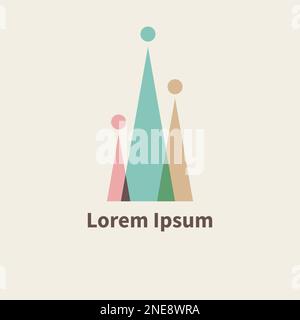 Crown logo, teamwork, working group, friendship icon. Recruitment agency symbol. Family vector sign Stock Vector