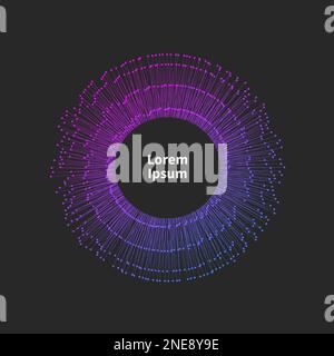 Irregular lines, explosion, digital frame, logo technology. Round design element Stock Vector