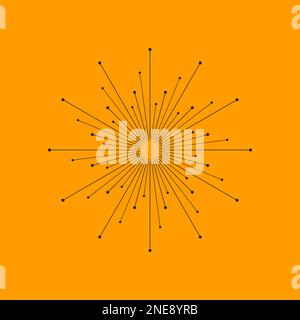 Tattoo sun, thin rays icon. Linear star, sunburst logo Stock Vector
