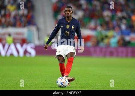 DOHA, QATAR - DECEMBER 04: Ousmane Dembele during the FIFA World Cup Qatar 2022 Round of 16 match between France and Poland at Al Thumama Stadium on December 4, 2022 in Doha, Qatar. (Photo by MB Media) Stock Photo