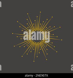 Linear boho frame with rays. Vector sun, tattoo, design minimal element Stock Vector