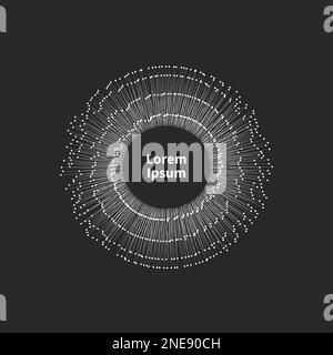 Irregular lines, explosion, digital frame, logo technology. Round design element Stock Vector