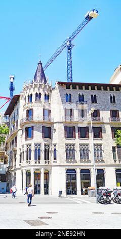 Classic Catalan architecture buildings in Barcelona, Catalunya, Spain, Europe Stock Photo