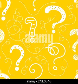 Question mark seamless pattern, hand drawn background. Question mark sketch, vector print, problem solving Stock Vector