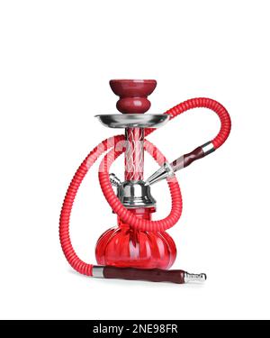 New modern red hookah isolated on white Stock Photo