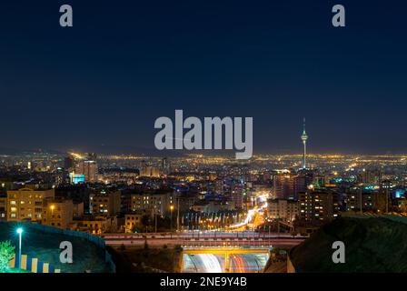 Tehran Landscape at Night from Northern View Stock Photo