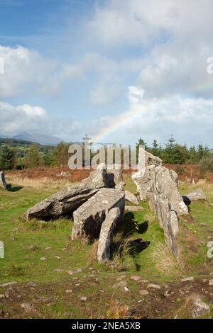 The Giants Graves burial cairns lying above Whiting Bay on the Isle of Arran Ayrshire Scotland Stock Photo