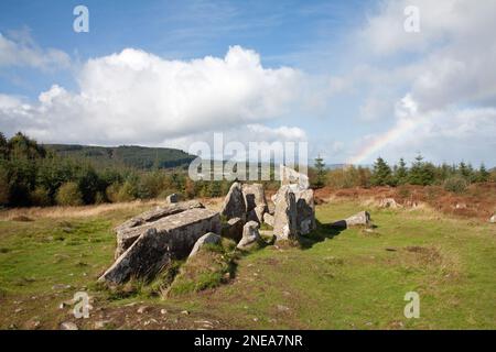 The Giants Graves burial cairns lying above Whiting Bay on the Isle of Arran Ayrshire Scotland Stock Photo