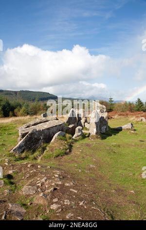 The Giants Graves burial cairns lying above Whiting Bay on the Isle of Arran Ayrshire Scotland Stock Photo