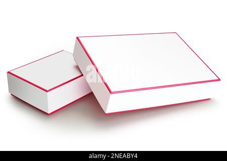 Two  blank chocolate or macarons boxes isolated on white with clipping path Stock Photo