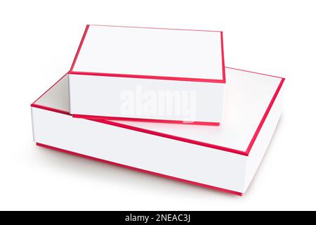 Two  blank chocolate or macarons boxes isolated on white with clipping path Stock Photo