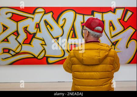 London, UK. 16th Feb, 2023. BEYOND THE STREETS LONDON at the Saatchi Gallery features new works, large-scale installations, original ephemera and fashion that capture the powerful impact of graffiti & street art across the world. Curated by graffiti historian Roger Gastman. Credit: Guy Bell/Alamy Live News Stock Photo