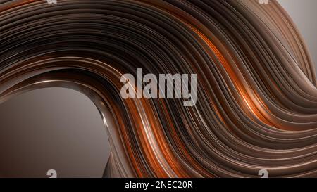 Title: Luxury gold and copper metallic waves and folds wallpaper. 4k 3d render marketing background Stock Photo