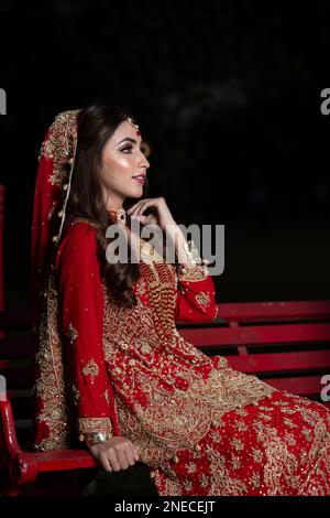 slim fit dress slacks Golden Gown Lehenga Dress for Pakistani Bridal Wear – Nameera by Farooq main image 1