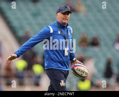 Riccardo Di Maio Data Analyst FIR Italian Rugby Federation during the 2023 Six Nations Championship second round match between England and Italy at Tw Stock Photo