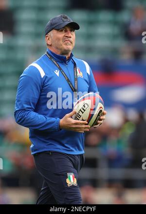 Riccardo Di Maio Data Analyst FIR Italian Rugby Federation during the 2023 Six Nations Championship second round match between England and Italy at Tw Stock Photo