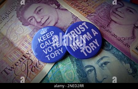 I'm a Tory - In England/Wales, will anyone still rely on voting Tory, based on economic/financial track record? Stock Photo