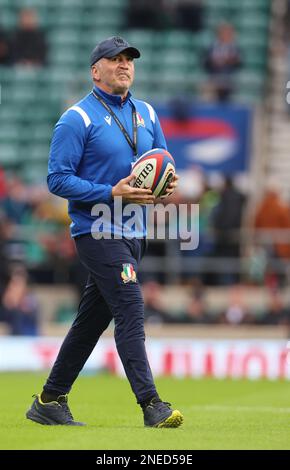 Riccardo Di Maio Data Analyst FIR Italian Rugby Federation during the 2023 Six Nations Championship second round match between England and Italy at Tw Stock Photo