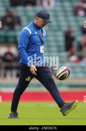 Riccardo Di Maio Data Analyst FIR Italian Rugby Federation during the 2023 Six Nations Championship second round match between England and Italy at Tw Stock Photo